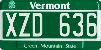 VT license plate XZD636