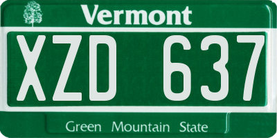 VT license plate XZD637