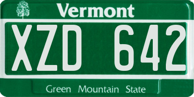 VT license plate XZD642