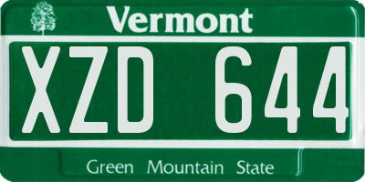 VT license plate XZD644