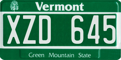 VT license plate XZD645