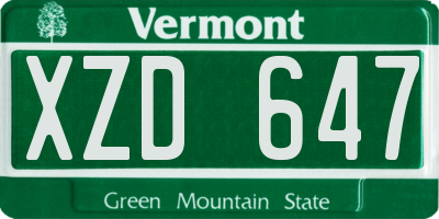 VT license plate XZD647