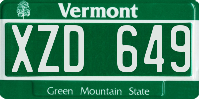 VT license plate XZD649