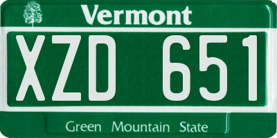 VT license plate XZD651