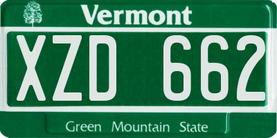 VT license plate XZD662