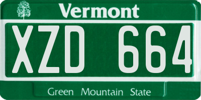 VT license plate XZD664