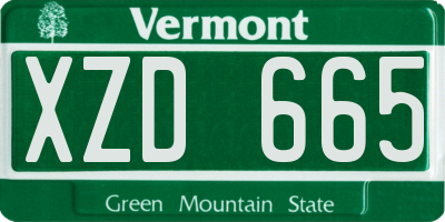 VT license plate XZD665