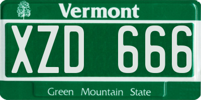 VT license plate XZD666