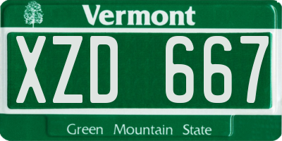 VT license plate XZD667