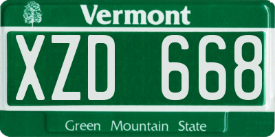 VT license plate XZD668