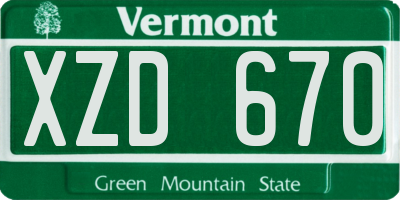 VT license plate XZD670
