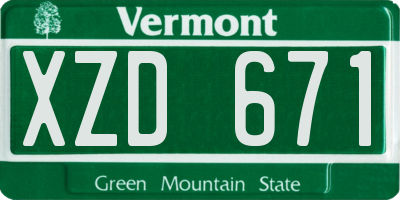 VT license plate XZD671