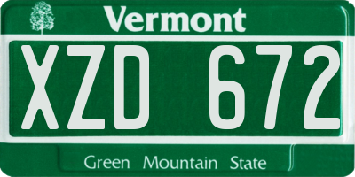 VT license plate XZD672