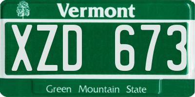 VT license plate XZD673