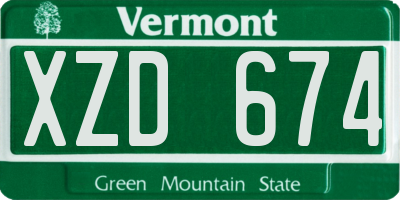 VT license plate XZD674