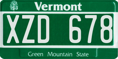 VT license plate XZD678