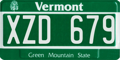 VT license plate XZD679