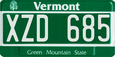 VT license plate XZD685