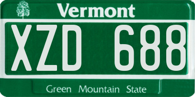 VT license plate XZD688