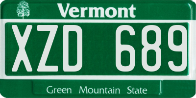 VT license plate XZD689