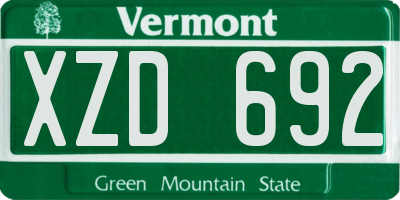 VT license plate XZD692