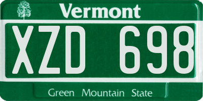 VT license plate XZD698