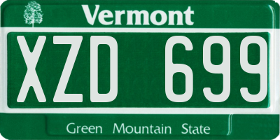 VT license plate XZD699