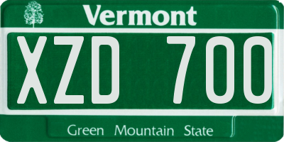 VT license plate XZD700