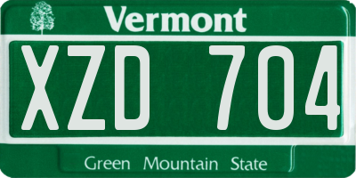 VT license plate XZD704