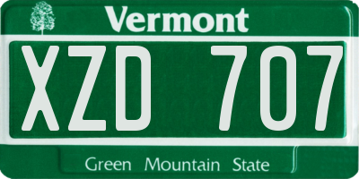 VT license plate XZD707