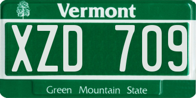 VT license plate XZD709