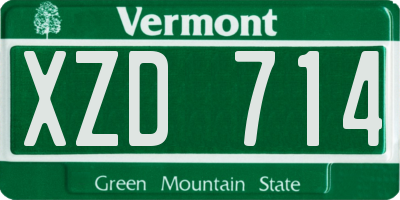 VT license plate XZD714