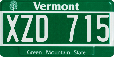 VT license plate XZD715