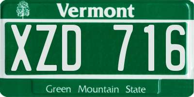 VT license plate XZD716