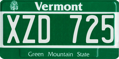 VT license plate XZD725
