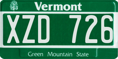 VT license plate XZD726