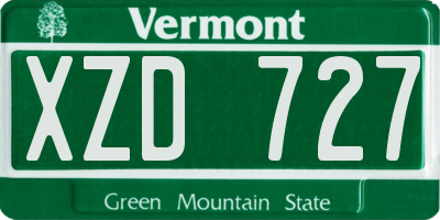 VT license plate XZD727