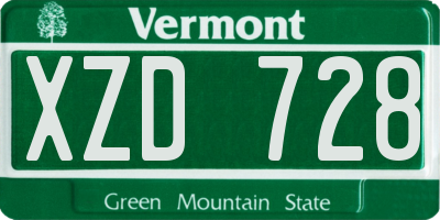VT license plate XZD728