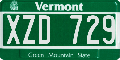 VT license plate XZD729