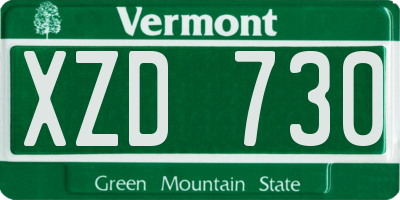 VT license plate XZD730