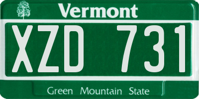 VT license plate XZD731