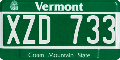 VT license plate XZD733