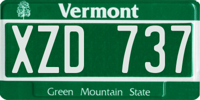 VT license plate XZD737