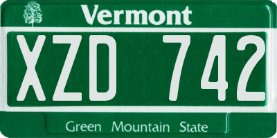 VT license plate XZD742