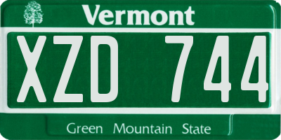 VT license plate XZD744