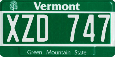 VT license plate XZD747