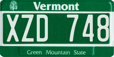 VT license plate XZD748