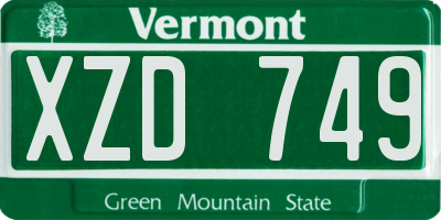 VT license plate XZD749