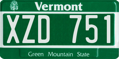 VT license plate XZD751