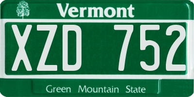 VT license plate XZD752